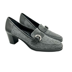 Rangoni Firenze Gray Fabric & Black Leather Career Pumps Made in Italy Size 7.5